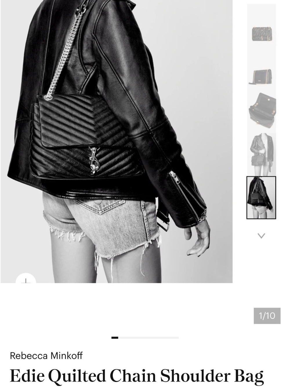 Rebecca Minkoff Black Quilted Leather Jacket with Chain Bag